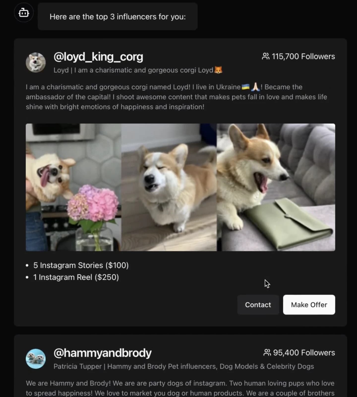 AI matchmaking output